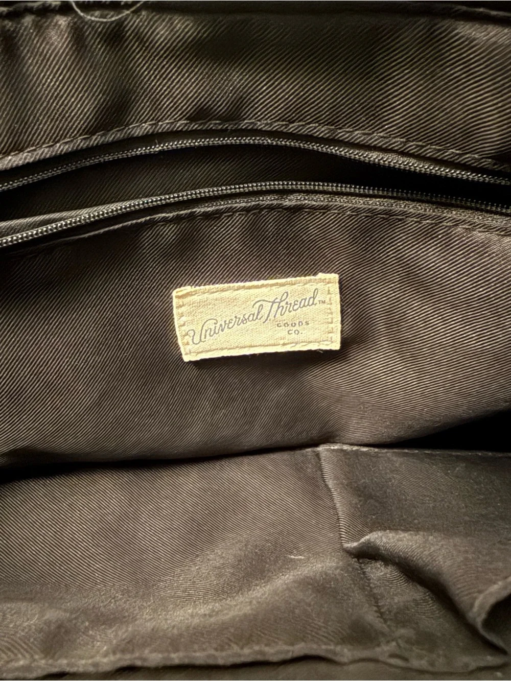 Universal Thread Black Faux Leather Laptop Work Tote Bag